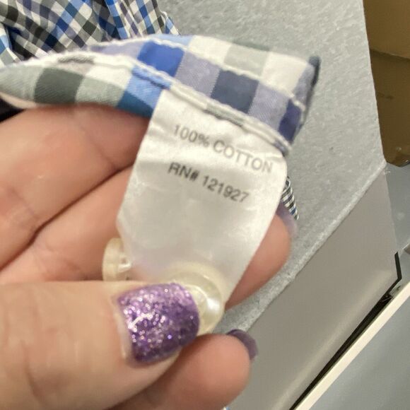 Johnnie O Shirt Mens Extra Large Button Up Blue Black Gingham Check Long Sleeve - Picture 5 of 10